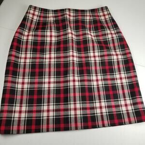 Chadwick Red Black White Plaid Wool Lined Vintage Skirt 12 P